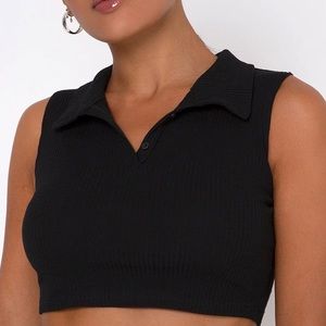 MOTEL ROCKS Guaco Crop Top in Rib Black